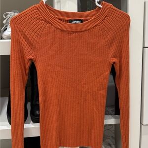 Express Burnt Orange Ribbed Knit Top